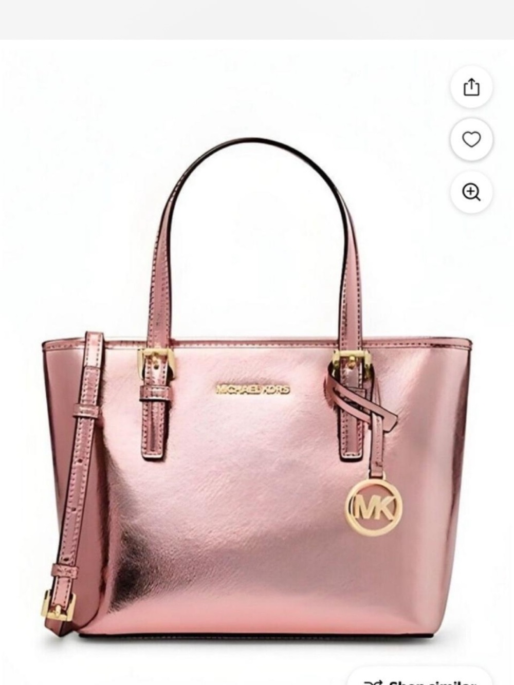 Michael Kors Metallic Rose Gold Small Tote